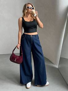 Auralis Quần Jeans Boyfriend Ống Rộng Thời Trang Thường Ngày Và Đa Năng Size Lớn - Màu xanh lam - Xem 3