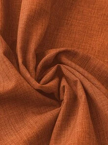 EMERY ROSE Plus Size Women's Solid Color V-Neck Roll-Up Sleeve Casual Shirt - Orange - View 5