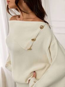 EURMUSE Váy len hở vai kiểu Pháp có eo thắt, hở vai, váy ngắn bó sát dành cho phụ nữ nhỏ nhắn vào mùa thu/đông - trắng - Xem 7