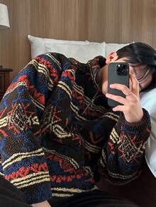 DAZY Men's Patterned Fleece Half-Zip Pullover Sweatshirt, Autumn