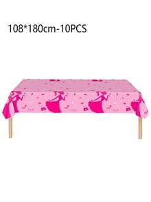 1PC 108*180CM Disposable Tablecloth, Pink Crown Princess Pattern Tablecloth, Waterproof And Oil-Proof, Suitable For Girls' Birthday Theme Parties And Daily Use - Multicolor - View 11