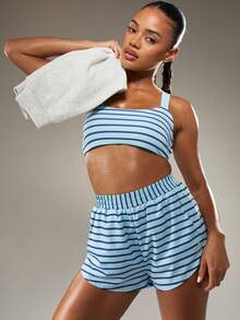 MISSGUIDED Quần short mini chạy bộ sọc năng động cho tập luyện thể dục mùa hè tại phòng tập thể dục thể thao - Nhiều màu - Xem 1