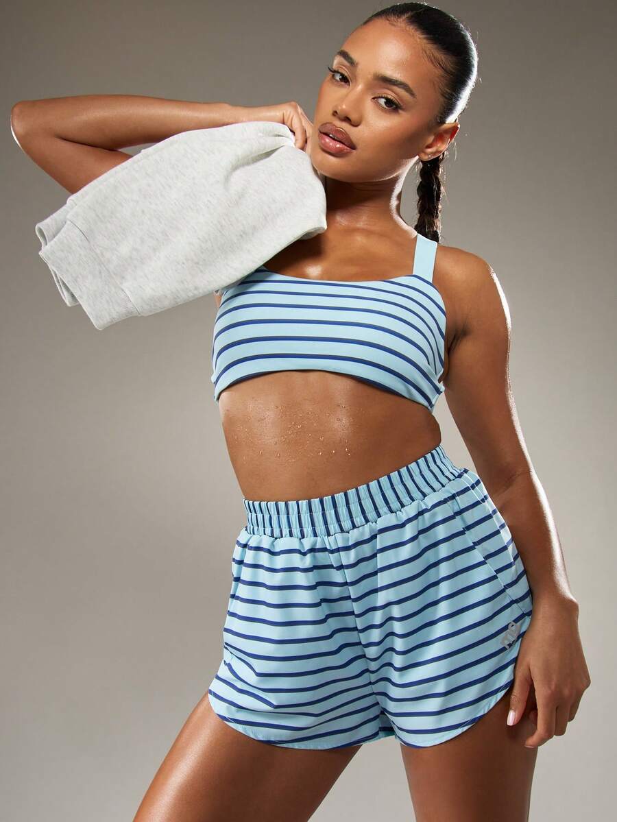 MISSGUIDED Quần short mini chạy bộ sọc năng động cho tập luyện thể dục mùa hè tại phòng tập thể dục thể thao - Nhiều màu - Xem 1