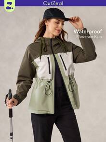 OutZeal Damen Outdoor-Jacke zum Wandern und Campen, mit Kordelzug an der Taille, Mesh-Einsatz am Rücken, Kapuze, Outdoor-Oberteil für Frühling und Herbst - Verschiedenfarbig - Übersicht 1