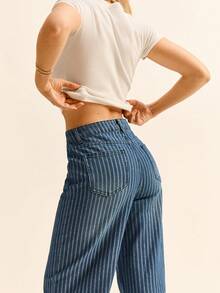 Daynim Women's Casual Striped Straight-Leg Jeans Women's Going Out Jeans Women's Casual Jeans