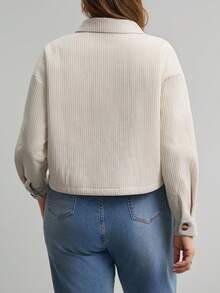 SHEIN LUNE 大码休闲通勤简约纯色短款外套，秋冬商务休闲女装，适合工作场合 - 杏色 - 查看 3