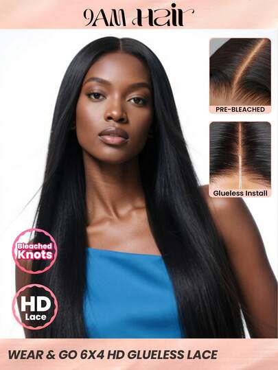 TrueHD Pre Bleached Glueless HD Lace Straight 6*4 180% 8-14 Bob Inch 16-28 Regular Inch Lace Closure Wigs Natural Black Wear & Go Natural Hairline Top Quality Stylish Wig Beginners Friendly Vacay Vibes Travel Essential Holiday Outfits Bridesmaid Gifts Gifts Accessories Women Free Shipping Glueless Frontal Wigs Weaves Human Hair Vacation Essentials Valentine's Day Human Hair Lace Wig Natural Glueless Wig For Romantic Date For Women