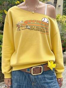 Jouncy Women's Casual Loose Fit Asymmetric Neck Long Sleeve Sweatshirt Fall Cloth For Women