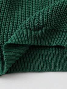 SHEIN Playful Pals Christmas Tree Shadow: Fashionable Green Sweater For Infants & Toddlers Fall Winter - Army Green - View 7