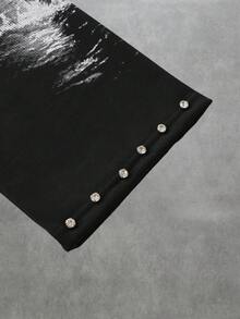 ROMWE MEN Street Life 男士圆领闪亮钻石鸽子印花长袖T恤，2000年代风格 - 黑色 - 查看 7