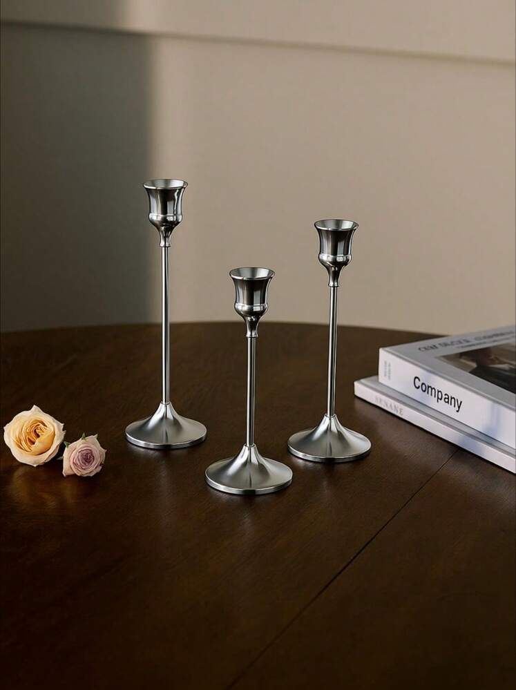 Cirelle 3pcs/Set Iron Taper Candle Holder,Decorative Candle Stand - Candlestick Holder For Wedding, Dinning, Party - Antique Brass,Fireplace Decor Candelabra Table Decor Pillar Candle Holder For Wedding,Home Decor, Holiday Party Decor,Festival Decor Home Gifts Birthday Graduation