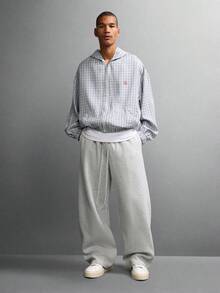 SUMWON 短款长袖拉链连帽衬衫格纹印花轻便休闲春秋季街头家居服日常必备款带侧袋 - 彩色 - 查看 6