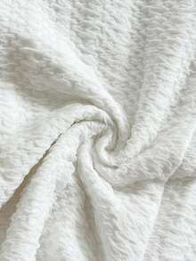 Soleia Women's Vacation White Knit Fairy Crinkle Texture Deep V Neck Tie Front Bodysuit, Slim Fit, Suitable For Party, Christmas, Date, Nightclub, Bohemian, Boho, Vacation, Fall