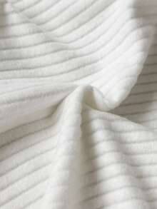 SHEIN Baby Girl Infant Toddler Newborn 0-3 Years Casual Daily Versatile Fashion Outerwear High Collar Drop Shoulder Ribbed Knit Long Sleeve Top + Flared Pants Set, Infant Autumn/Winter Clothing, Khaki Fall - White - View 3