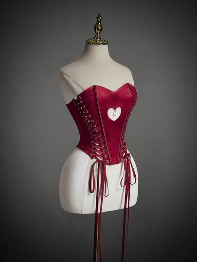 SHEIN ICON 女士优雅镂空心形交叉抹胸短款上衣