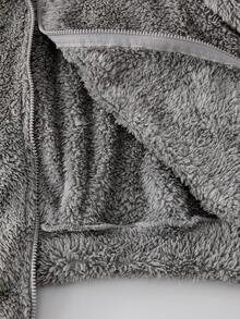 Vacaura 青少年男孩基本款黑色休闲羊毛连帽夹克