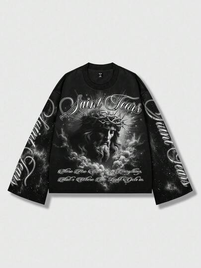 Street Life Men's Streetwear Graphic Gothic Print Pullover Hoodie, Suitable For Spring/Summer, Fall