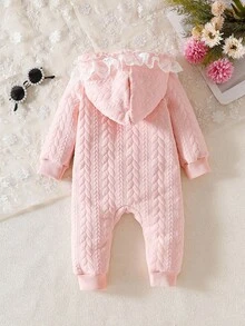 SHEIN Conjunto de suéter y mono de punto rosa para bebé niña, para primavera/otoño - Rosa - Ver 2
