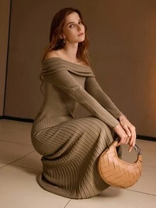 MOTF PREMIUM 秋冬褶饰毛衣裙