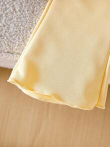 SHEIN Infant Girls' Apricot Long Sleeve Top And Pants Set, Versatile Autumn Outfit Fall Winter