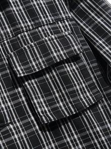 Manfinity Homme 男士格子长袖单排扣工装口袋休闲牛仔宽松夹克，秋季 - 彩色 - 查看 5