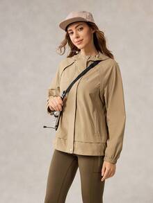 OutZeal 女士防水可调节帽侧口袋户外夹克徒步露营 - 卡其色 - 查看 10