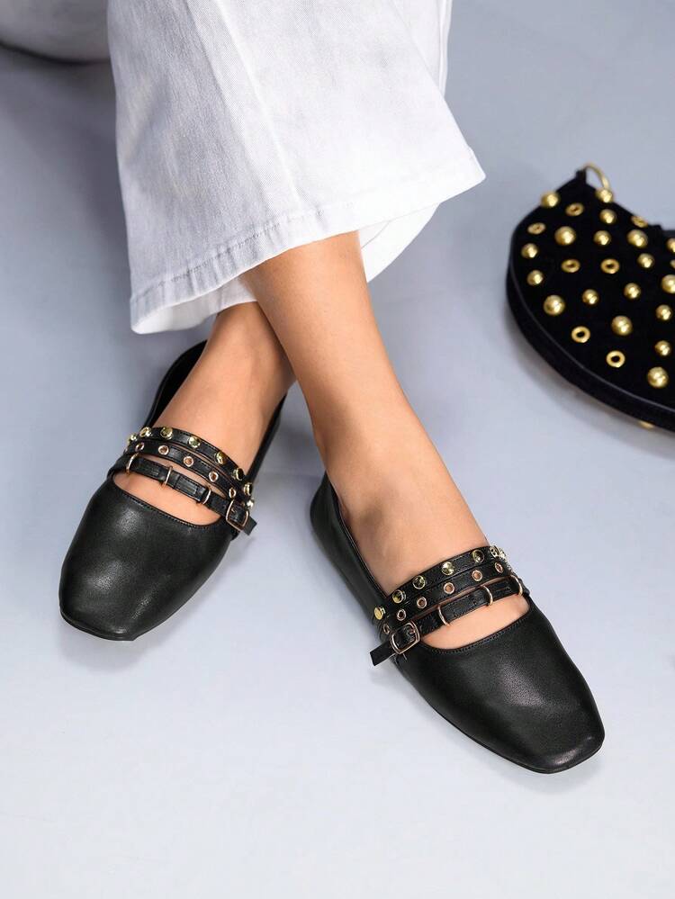 CUCCOO GRLICON Brown Faux Suede Square Toe Flats, Comfortable & Lightweight, Suitable For Party, Christmas, Halloween, Y2K Style