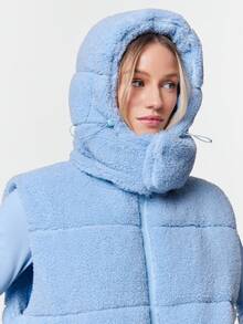 GLOWMODE 摇粒绒柔软保暖背心，带侧袋，可拆卸连帽衫，日常休闲，秋冬保暖 - 淺藍色 - 查看 8