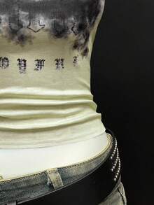 SHEIN Unity Subculture 复古图案印花女式圆领 T 恤 - 彩色 - 查看 5