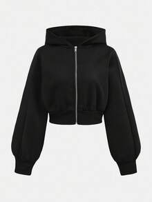 Girlism 少女拉链连帽夹克吊带裙 - 黑色 - 查看 7