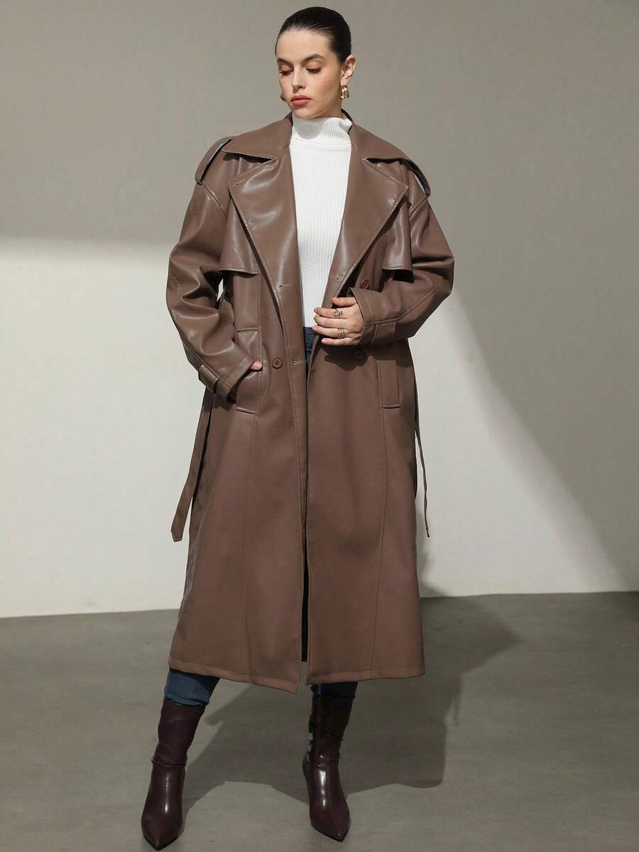 Aveloria Modichic Elegant Cloak-Style Windbreaker, Fashionable Design, Versatile Minimalist Windbreaker Jacket For Women - Khaki - View 1