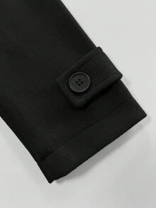 Manfinity Mode Men's Solid Color Lapel NeckFaux Two Pieces Long Sleeve Casual Woolen Jacket, Autumn/Winter