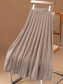 Modelyn Women's Casual Solid Color Knit Skirt, Autumn/Winter