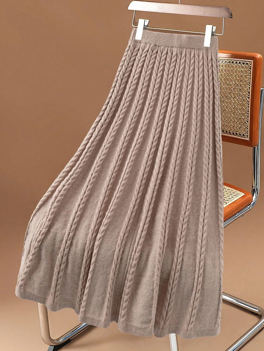 Modelyn Women's Casual Solid Color Knit Skirt, Autumn/Winter