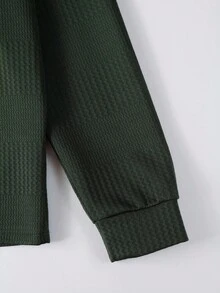 Manfinity Homme 男士休闲纯色长袖 Polo 衫，百搭秋冬 - 軍綠色 - 查看 4