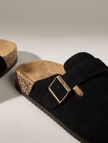 Solecia Women's Fashion Platform Slippers, Round Toe With Square Buckle Decoration Spring Shoes Spring Break Easter For Christmas - Black - View 6