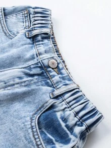 Tween Girls Y2K Style Jeans, Autumn/Winter New Arrival, Vintage Wash Effect, Casual Versatile All-Match, Minimalist Fashion, Loose Fit, Cute Print, Straight Leg, Everyday Wear, Girls Denim Pants For School, Social, Commute, Multi-Occasion Printed Jeans