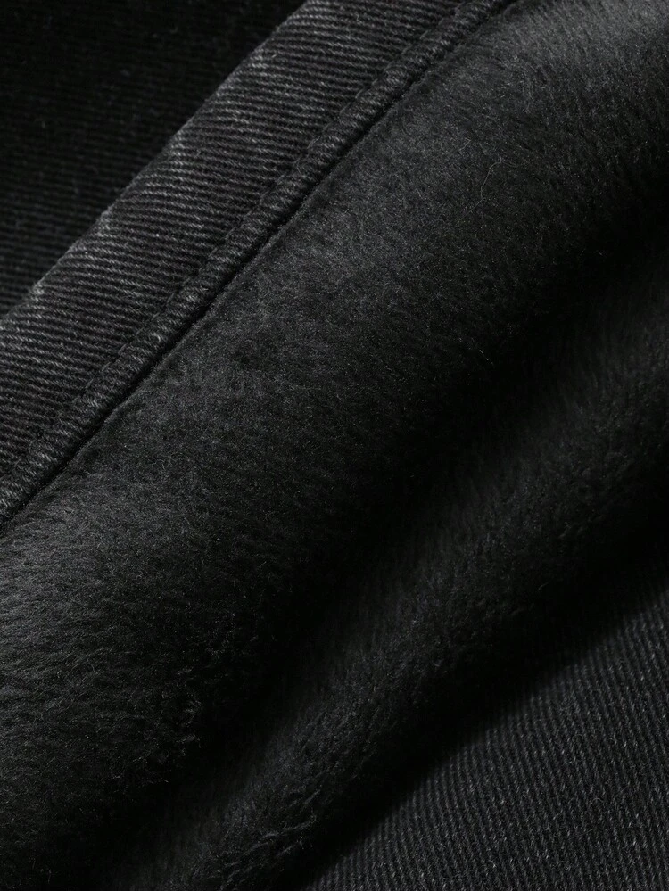 Men's Black Washed Distressed Vintage Denim Jeans, Autumn