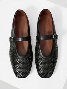 MOTF 时尚、优雅、舒适的复古玛丽珍芭蕾平底鞋，适合女性全年穿着 - 黑色 - 查看 1