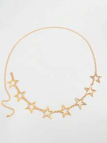 ROMWE Grunge Punk 1pc Fashionable Punk Star Cross Chain Waist Belt, Suitable For Women Halloween Party Wear - Golden yellow - stars - View 3