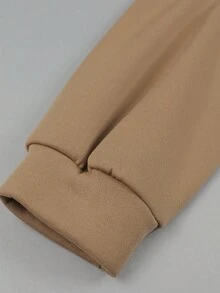 Franclia Women's Casual Loose Slogan Print Long Sleeve Hooded Long Sweatshirt, Autumn - Brown - View 5