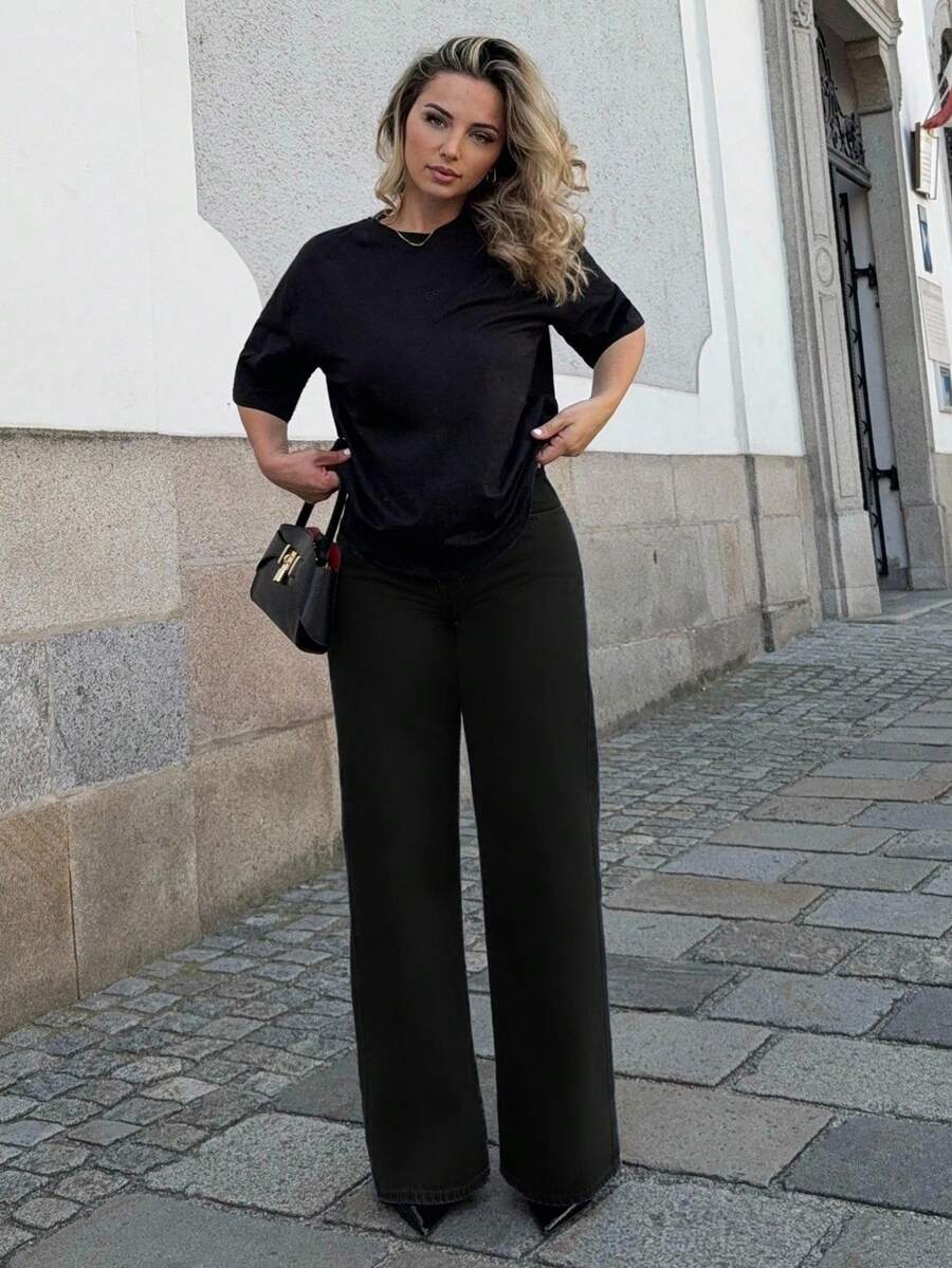 Jeta Ari Women's Front Button Pocket Simple Casual Denim Pants