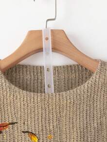 SHEIN LUNE Maglione casual oversize da donna, girocollo, in maglia a patchwork, con stampa a volpe, maniche lunghe, per autunno/inverno, stampa casuale - Multicolore - Visualizzare 7