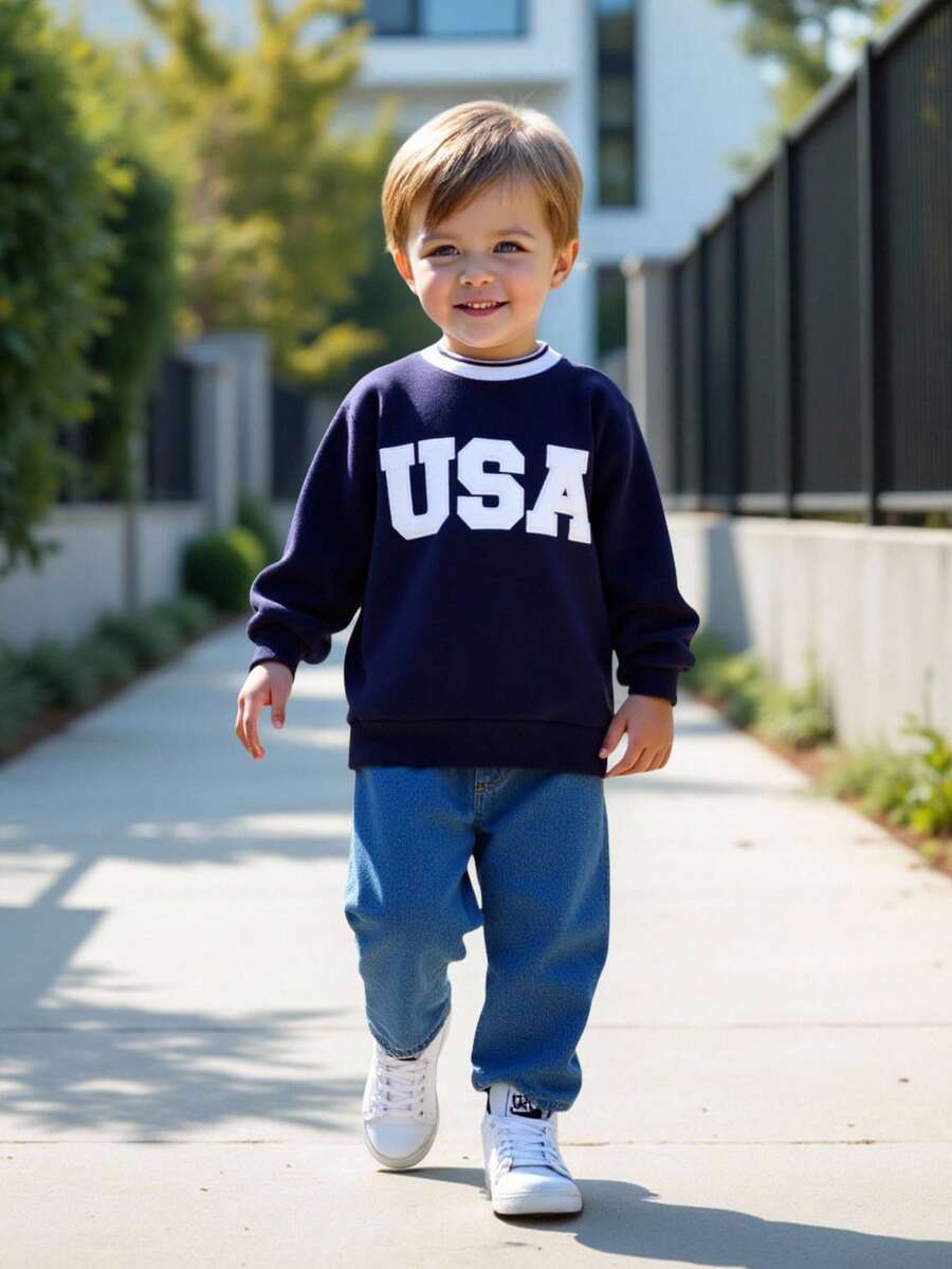 2pcs Young Boys' Colorblock High Neck Sweatshirt With Embroidery & Loose Fit Jogger Pants Set, Warm Fleece Lining, Casual Retro College Style Outfit For School, Graduation Season