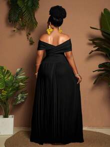 Maweii Vestido ajustado con cuello en V y línea A, con detalle de volantes, color albaricoque, elegante y minimalista, adecuado para brunch, cumpleaños, vacaciones de primavera/verano/otoño o citas - Negro - Ver 2