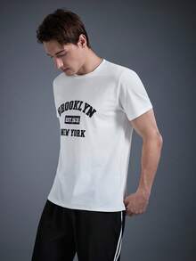 Kaos Lengan Pendek Kasual Kerah Bulat Pria DRIFTMERE, Cocok untuk Perjalanan Sehari-hari, Kaos Bergambar Musim Semi hingga Musim Panas - Putih - View 1