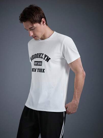  DRIFTMERE 男士圆领休闲短袖T恤，适合通勤，印花图案，春夏皆宜