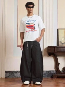 SWAVVY Daily Casual Graphic T-Shirt For Men Loose Fit Round Neck Short Sleeve T-Shirt - White - View 4