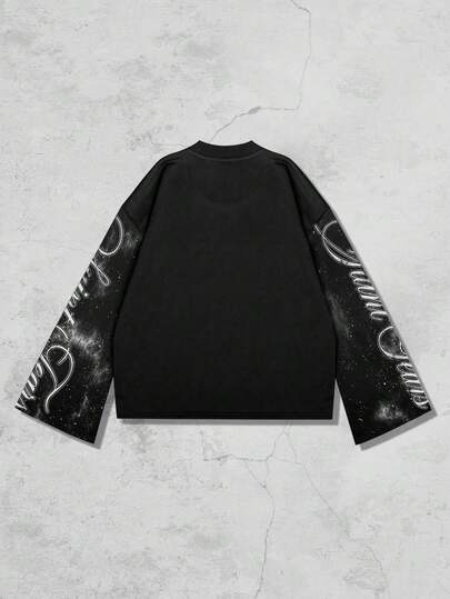 Street Life Men's Streetwear Graphic Gothic Print Pullover Hoodie, Suitable For Spring/Summer, Fall