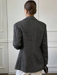 DAZY Áo khoác Blazer ve bo eo cho nữ Áo khoác nữ - Xám - Xem 5